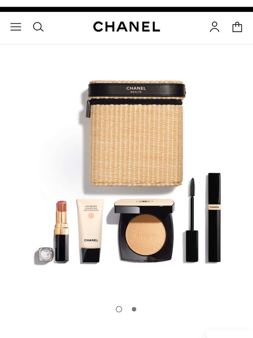 CHANEL Les Beiges Straw Cosmetic Case with Neutral Makeup - Picture 3 of 5